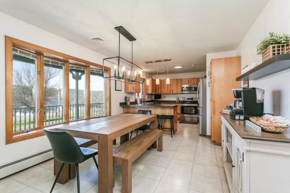Enjoy your meals at the dining room table or the counter seating