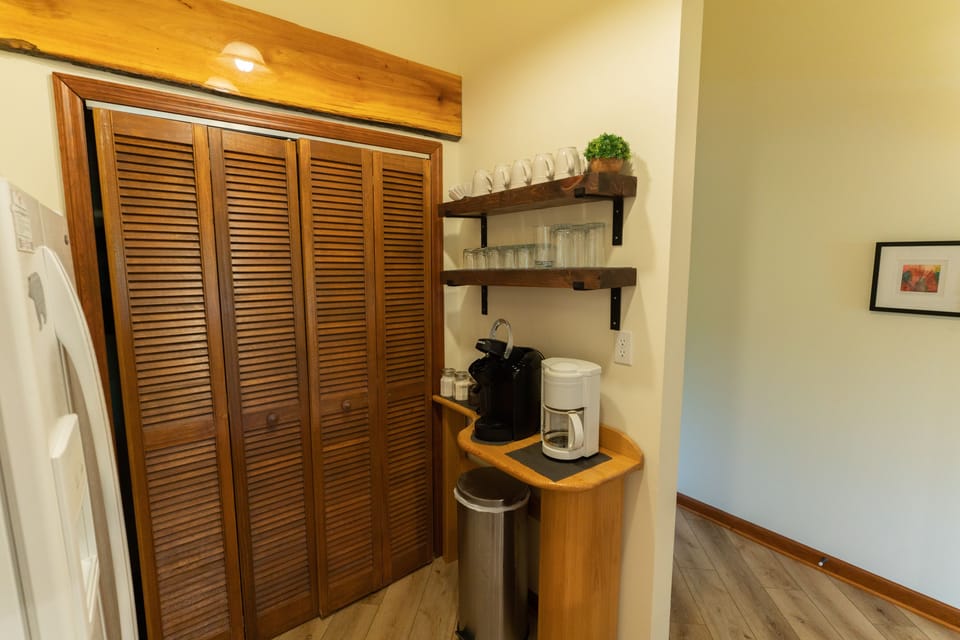 Coffee station and stacker washer/dryer