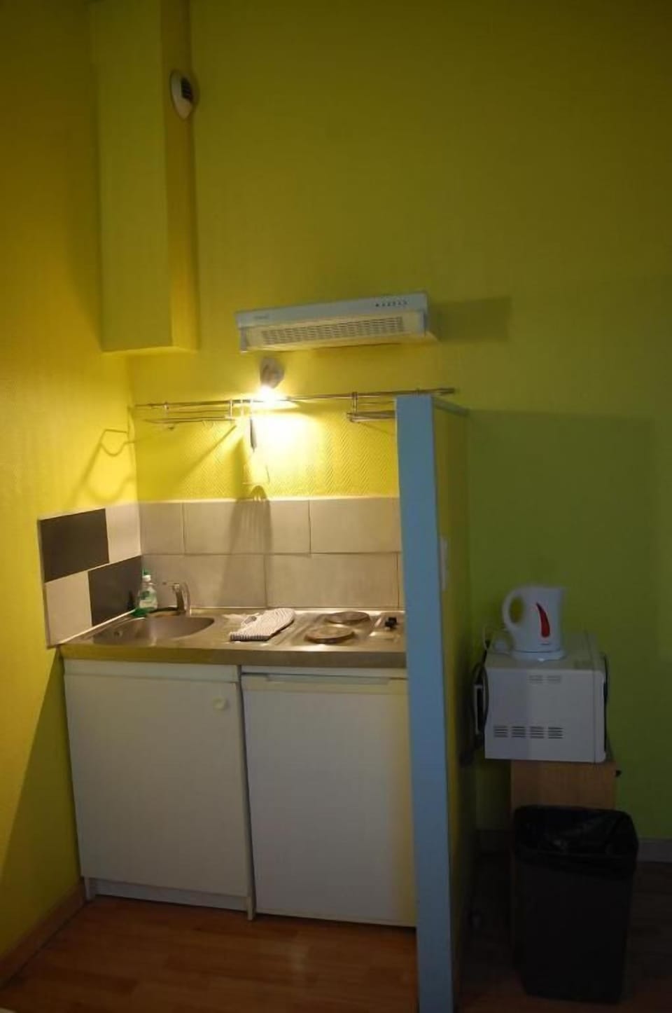 Mini-fridge, microwave, stovetop, electric kettle