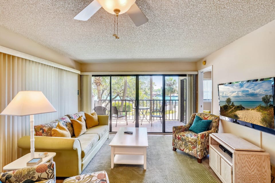 Condo, 1 King Bed with Sofa bed (Land's End 1-202 Bay Front) | Living area | TV