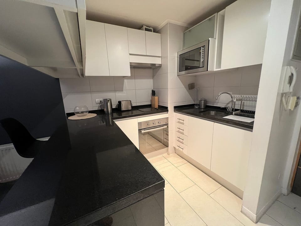 Apartment | Private kitchen | Full-size fridge, microwave, oven, electric kettle