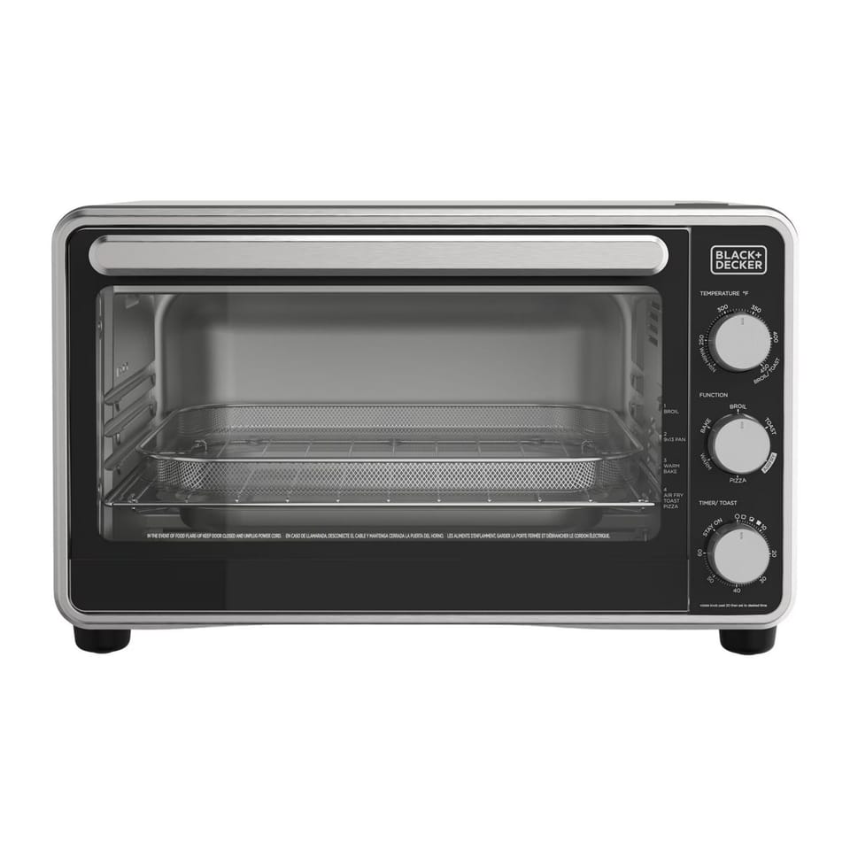 Toaster oven to bake, broil, keep warm, with air fryer for quicker meal prep. 