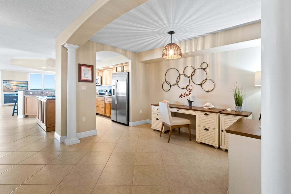 Stay productive in an elegant dedicated workspace, designed for comfort and focus in a stylish setting.