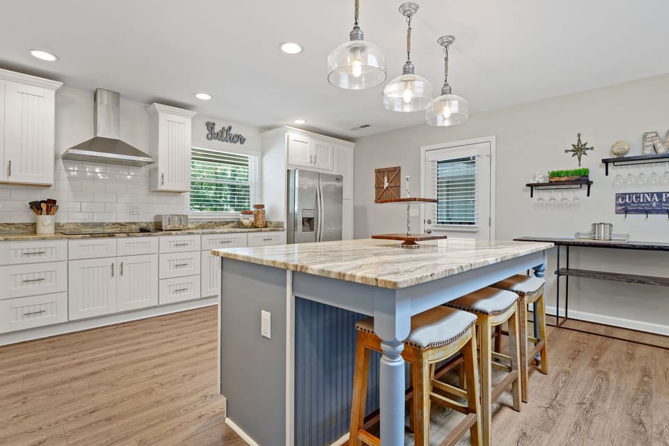 Large fully equipped open kitchen