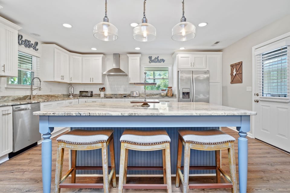 Large fully equipped open kitchen