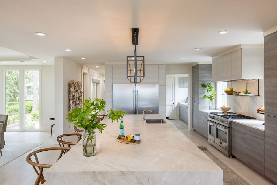 Additional barstool seating in the kitchen.