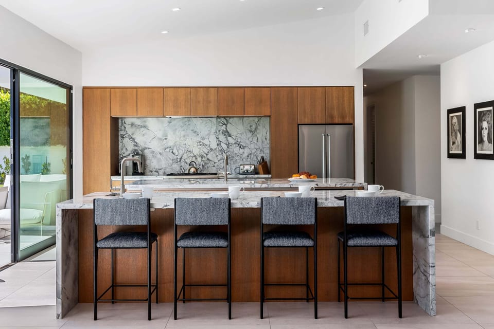 Pull up a seat at this breakfast bar for four