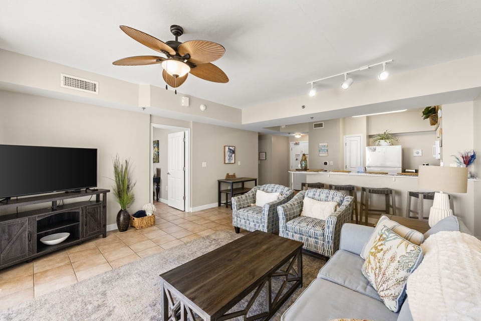 Whether you're watching a movie or taking in the Gulf views, this space is designed for effortless comfort.