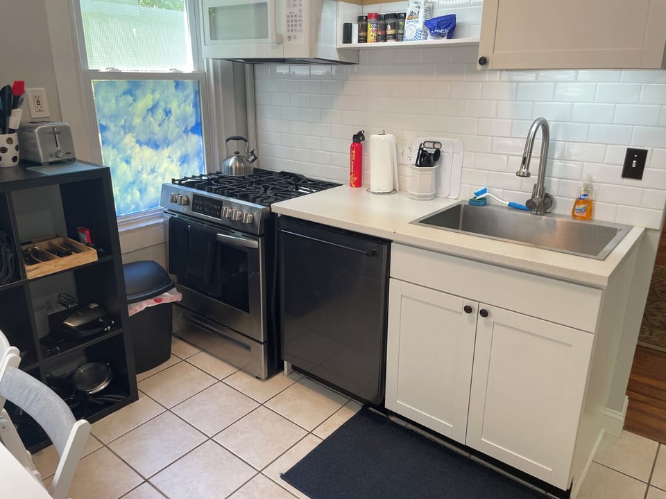 Gas stove, microwave, dishwasher, toaster, coffee maker, blender, mixer, etc.