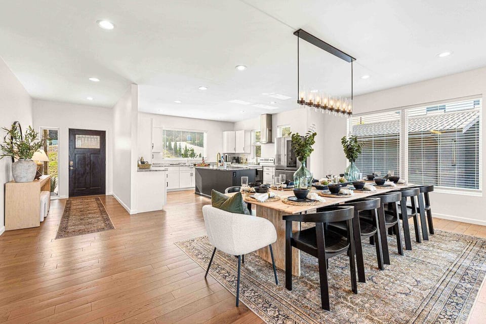 Dining table inside seats 12 comfortably