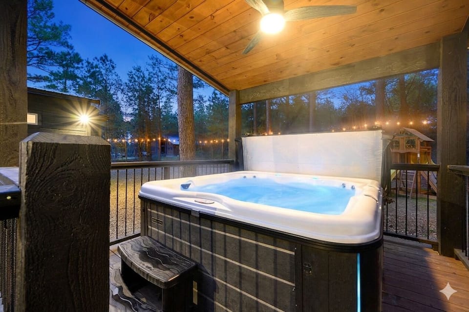 Relax in the hot tub after a long day of hiking