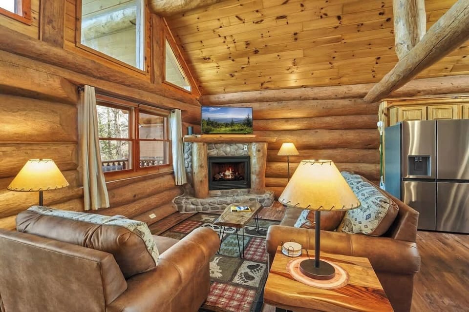 The seating area on the main level. Fireplace available October thru April.