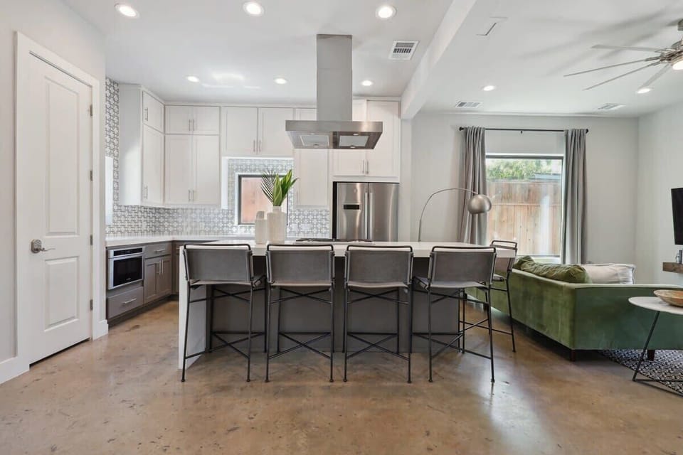Unit A | Open Concept Chef's  Kitchen | First Floor | Fully Equipped | Gas Range | Bar Seating
