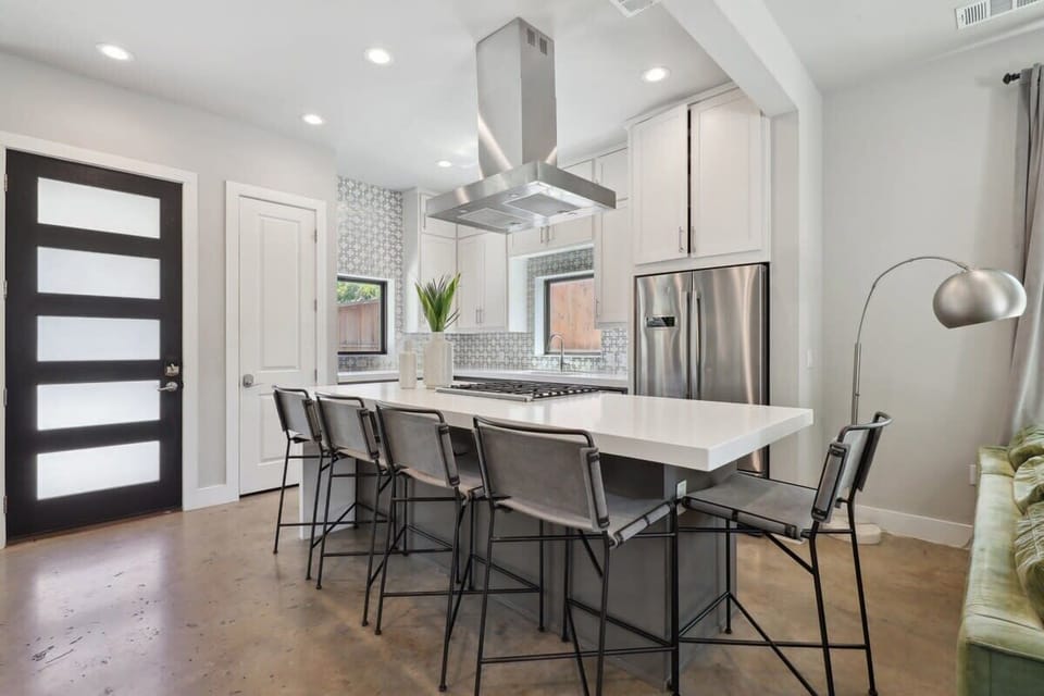 Unit A | Open Concept Chef's  Kitchen | First Floor | Fully Equipped | Gas Range | Bar Seating

