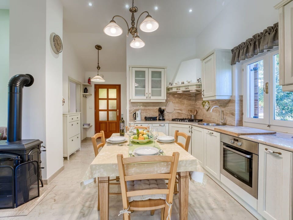 Furniture, Interior Design, Flooring, Kitchen, Ceiling, Wood, Floor, Countertop, Room, Kitchen Appliance
