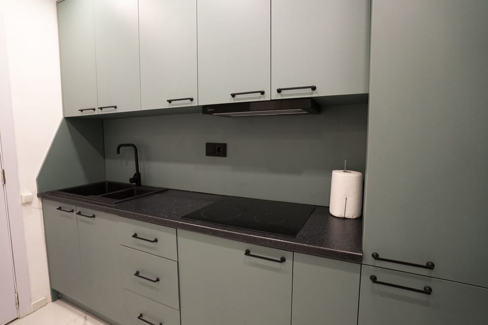 Mini-fridge, microwave, stovetop, dishwasher