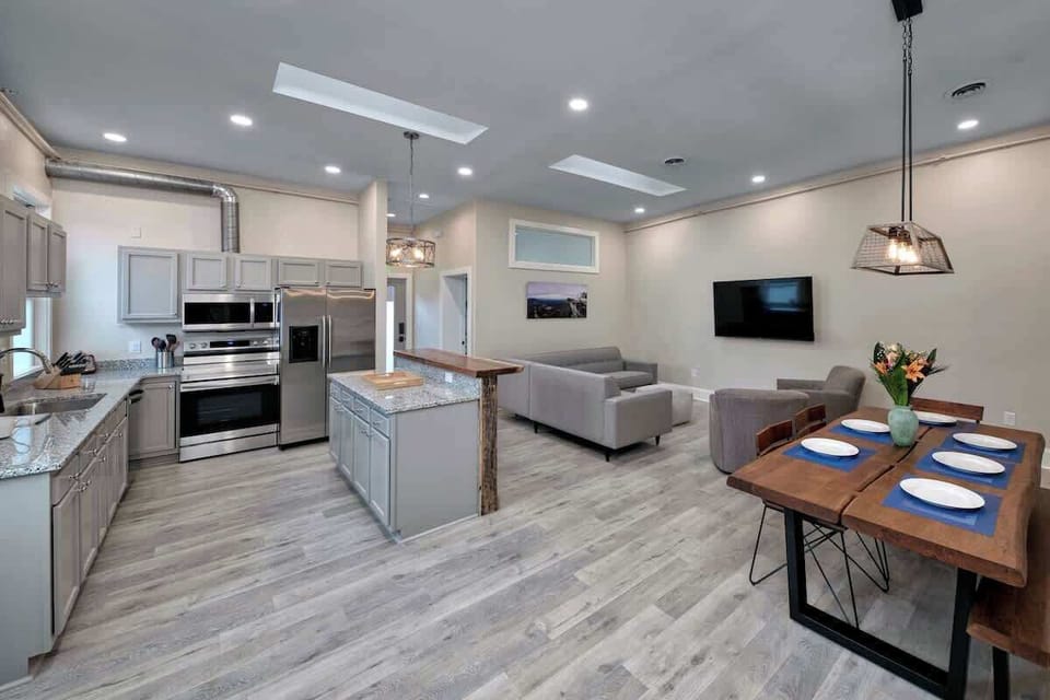Modern kitchen and dining area with open layout