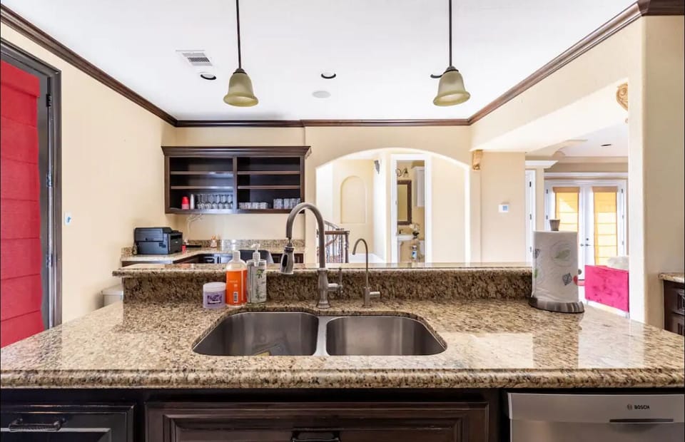 Luxury Villa | Private kitchen | Full-size fridge, microwave, oven, stovetop