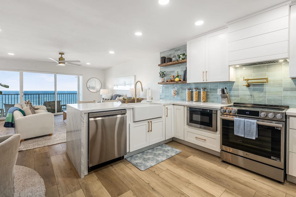 Kitchen - Bright, updated kitchen with plenty of space to cook and serve.