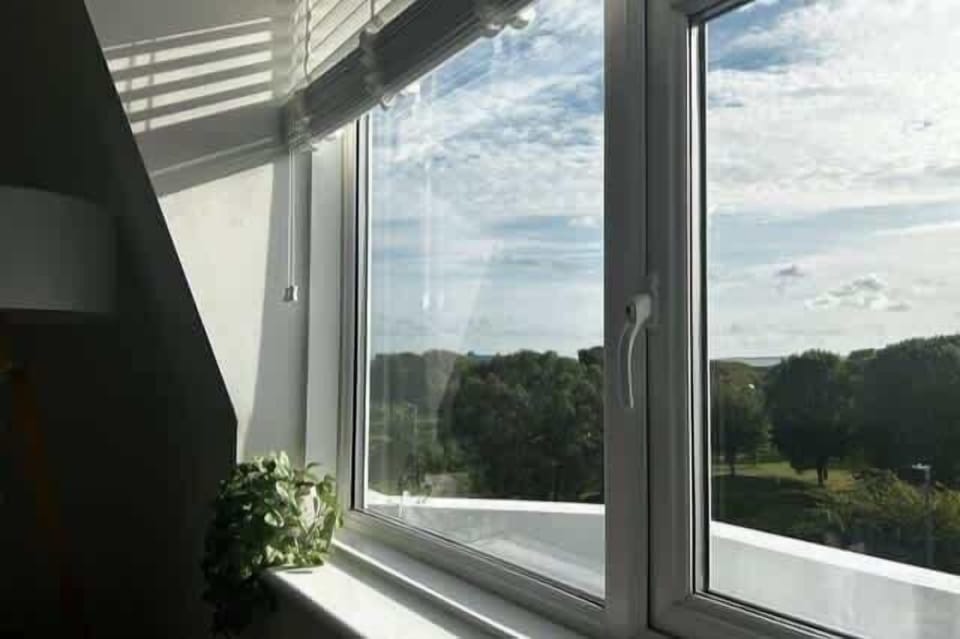The living space at Blue Puffin Stays Short Lets & Serviced Accommodation offers unmatched views, from Ryde on the Isle of Wight at the front to the iconic Spinnaker Tower at the rear
