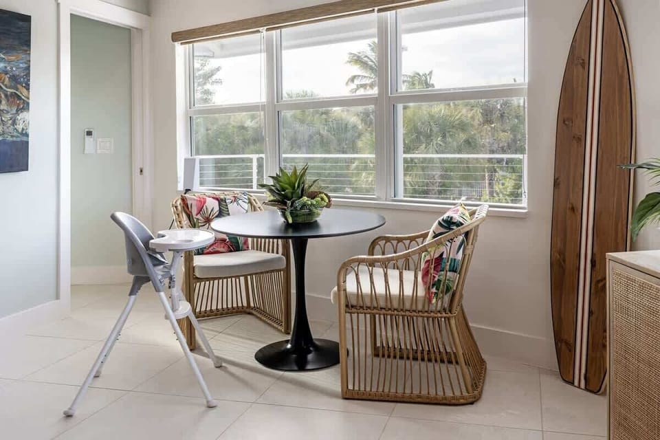 For your convenience, we provide a sturdy highchair, ensuring your child can join in on family meals comfortably and safely. A pack-n-play and baby monitors are also provided