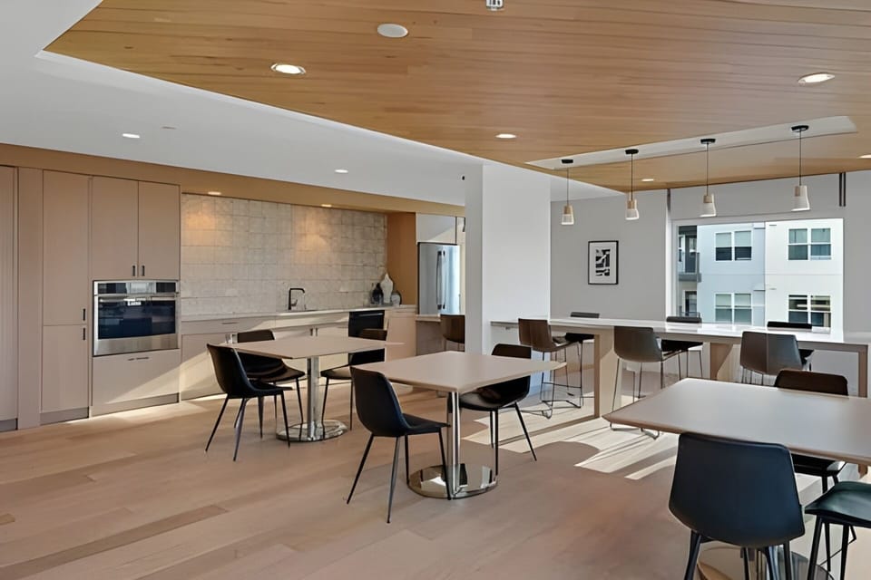 Community kitchen and dining area