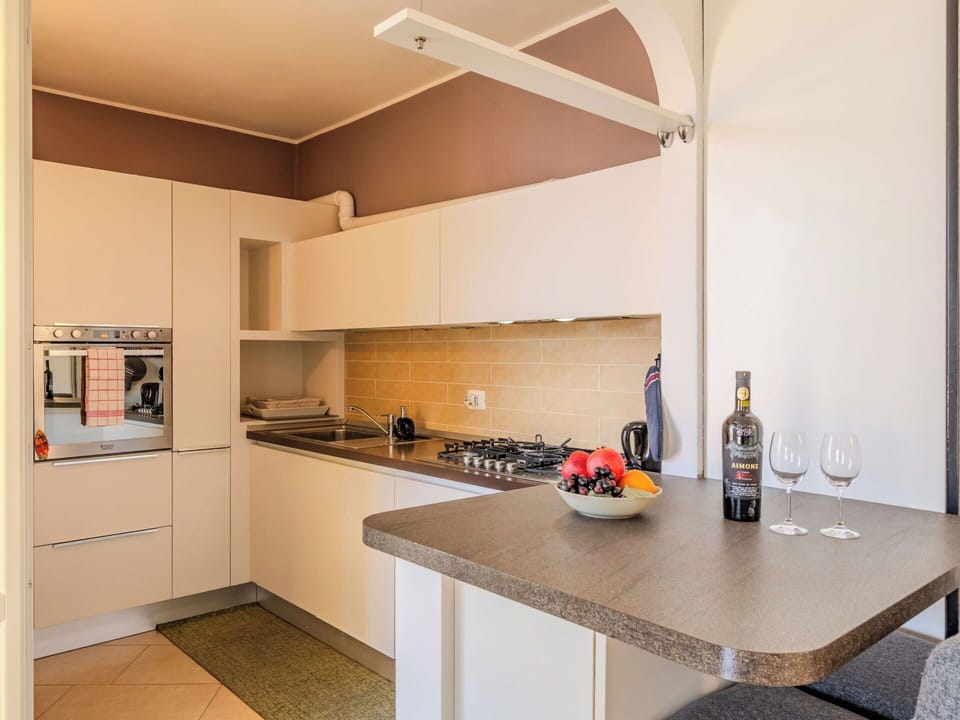 Kitchen, Countertop, Kitchen Appliance, Interior Design, Major Appliance, Flooring, Ceiling, Cabinetry, Kitchen Stove, Lighting