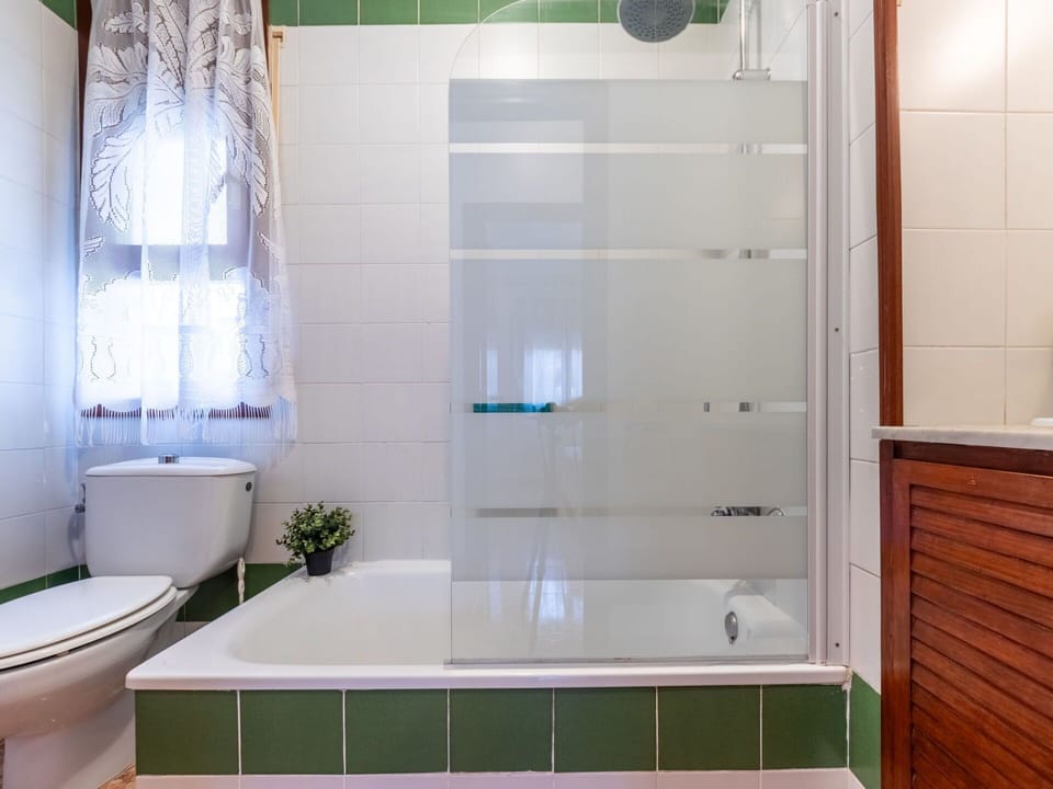 Bathtub, Plumbing Fixture, Tap, Window, Plant, Bathroom, Interior Design, Floor, Flooring