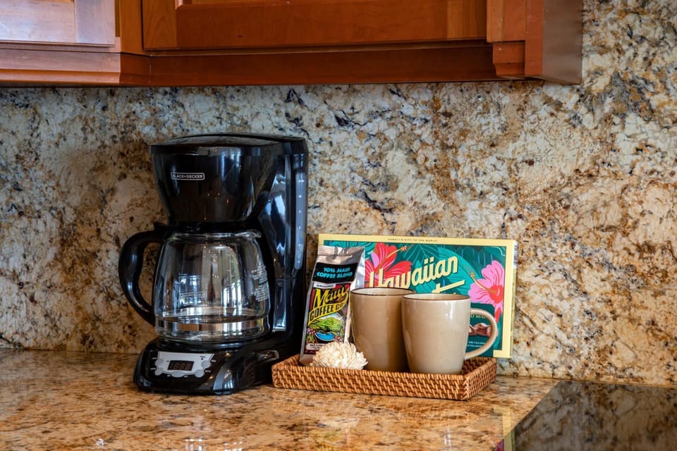 Your mornings made memorable with a premium coffee bar featuring Maui Coffee Co. and top-tier brewers
