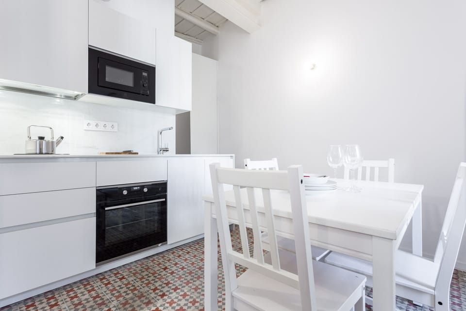kitchen area and dining table