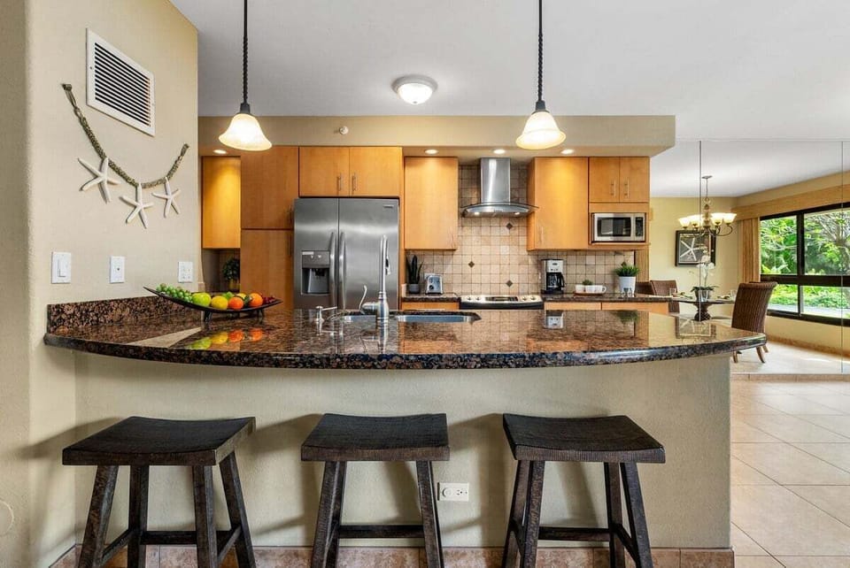 Three bar stools, perfect for quick breakfast