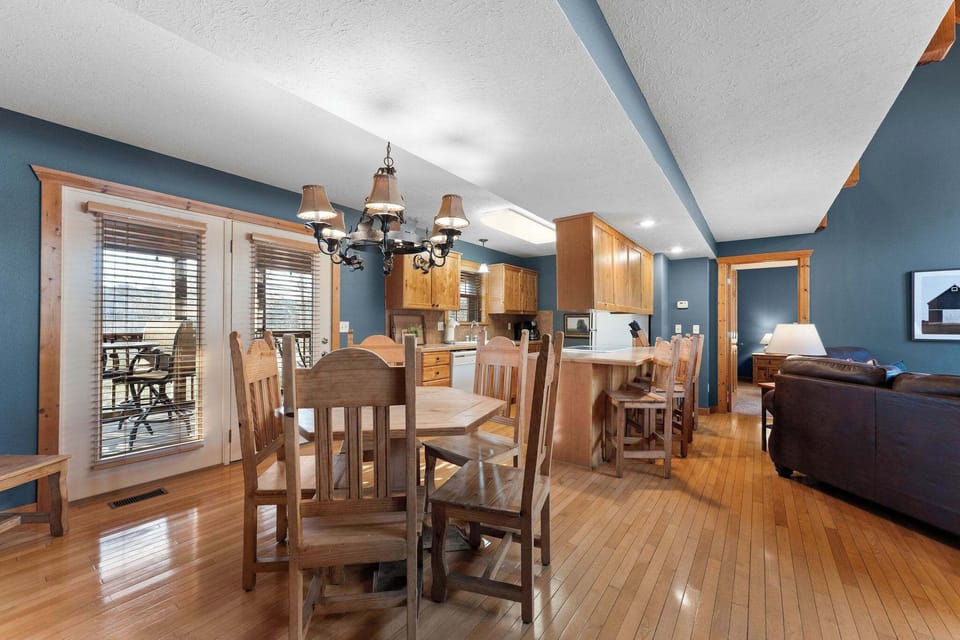 Right behind the living room is the dining area and the kitchen!