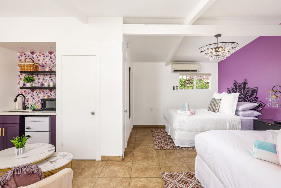 Serene Style. The soft lighting and beautiful décor create an atmosphere of total relaxation. Your perfectly comfortable, queen-size sanctuary awaits!