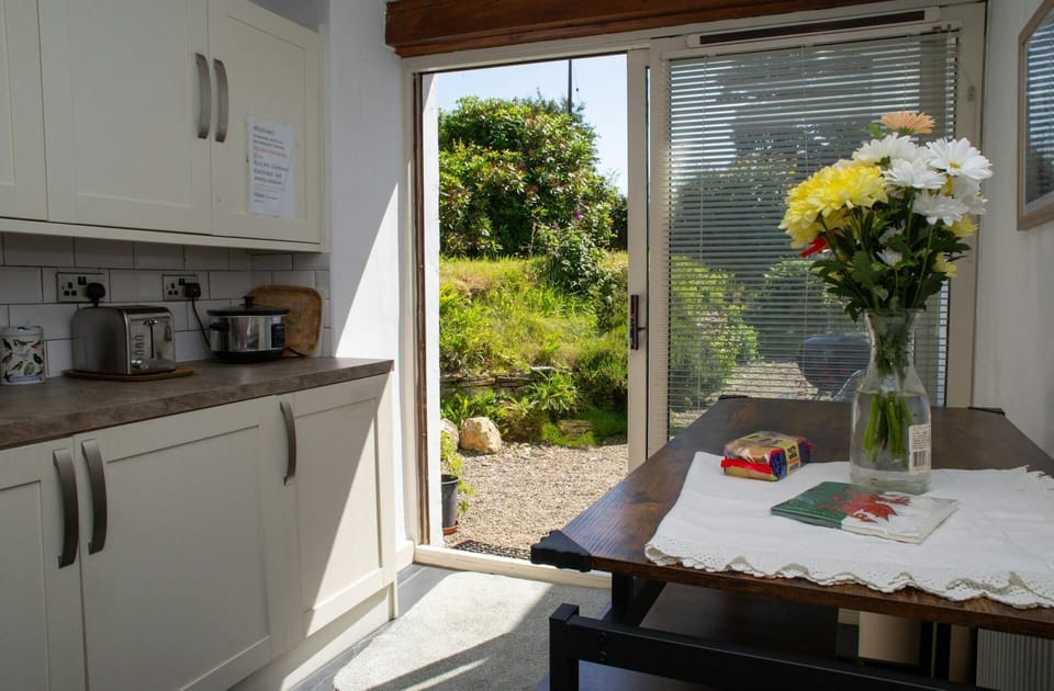 Kitchen with doors leading to the garden