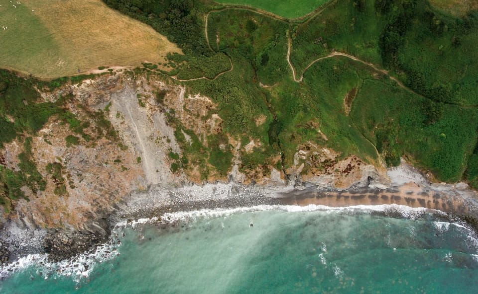Birds eye view of New Quay beach