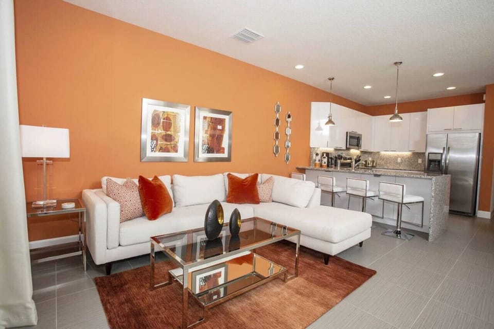Living Room with 55` Smart TV#Disney #Parks #Clermont #Townhouse #Vacation #Rental #Orlando #Heatedpool