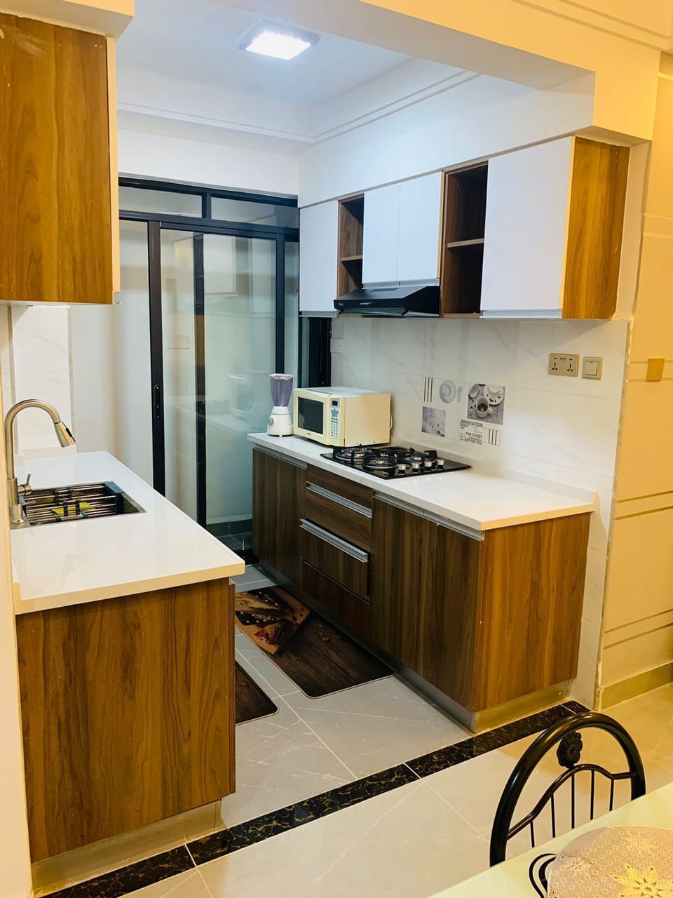 Apartment | Private kitchen | Fridge, microwave, stovetop, electric kettle