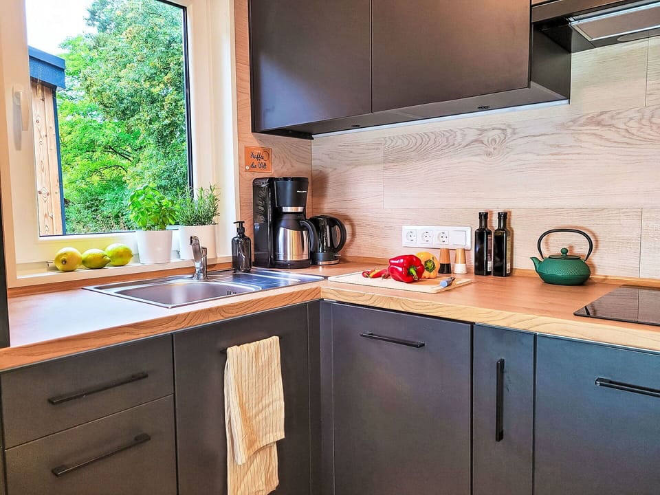 Kitchen Appliance, Countertop, Kitchen, Furniture, Cabinetry, Wood, Home Appliance, Major Appliance, Interior Design, Plumbing Fixture