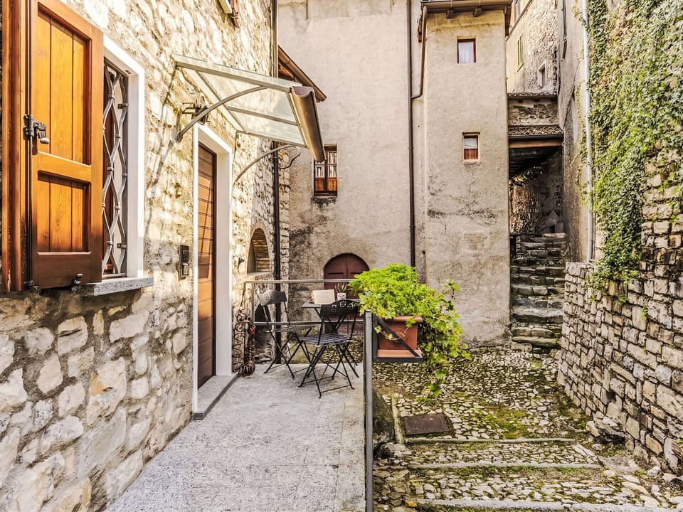 Wall, Architecture, Door, Alley, Flowerpot, Cobblestone, Brick, Stairs, Flagstone, Concrete