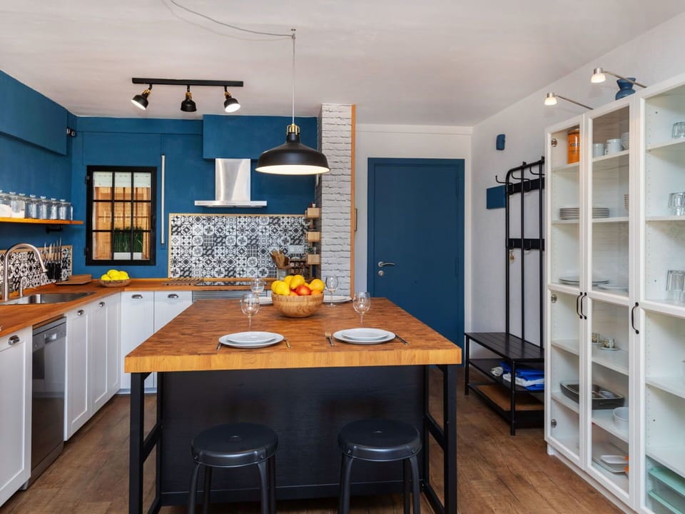 Furniture, Table, Property, Cabinetry, Azure, Chair, Shelf, Interior Design, Lighting, Countertop