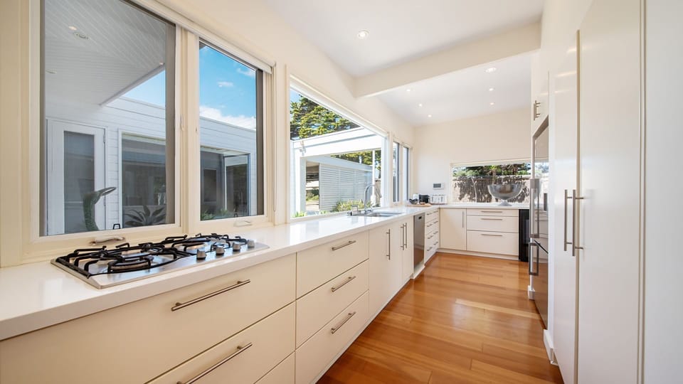 Modern kitchen with a built-in stove top
