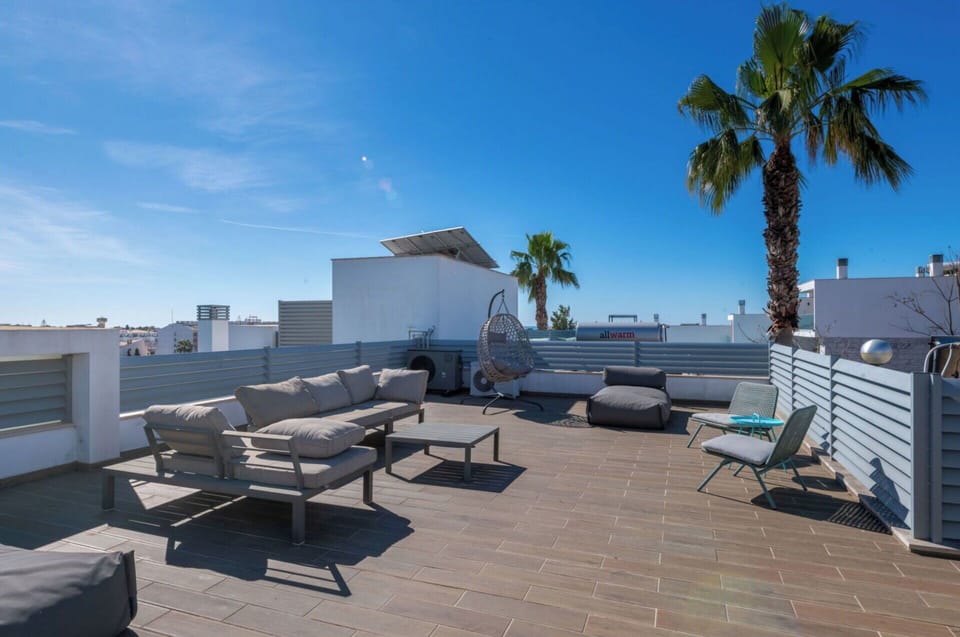Outdoor Furniture, Furniture, Apartment, Urban Design, Composite Material, Shade, Chair, Condominium, Patio, Concrete