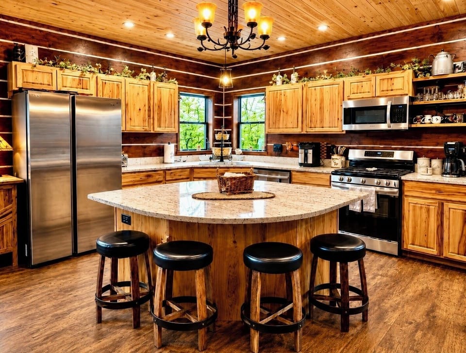 4 custom made stools provided additional seating so every can dine in comfort