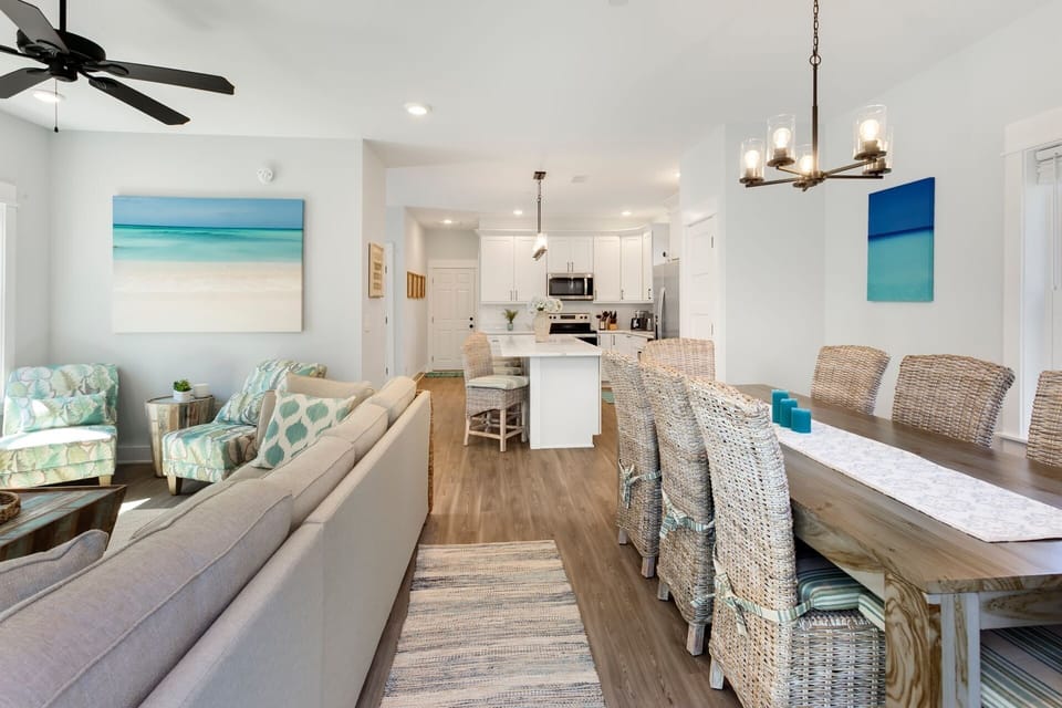 The open-concept floor plan offers a bright and airy retreat for the whole family during your stay!