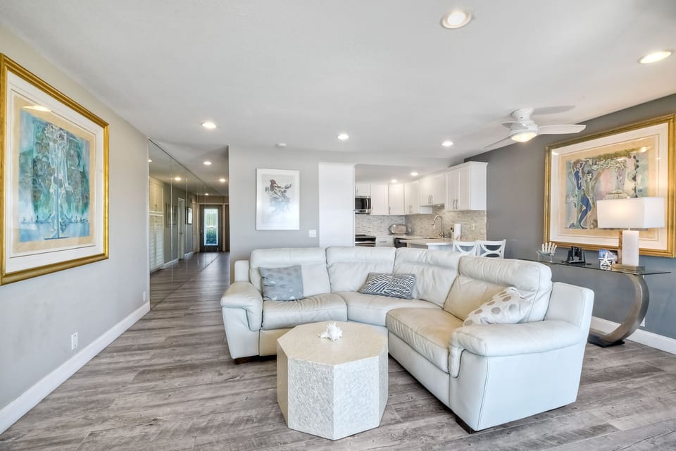 Open floor concept of living and kitchen areas