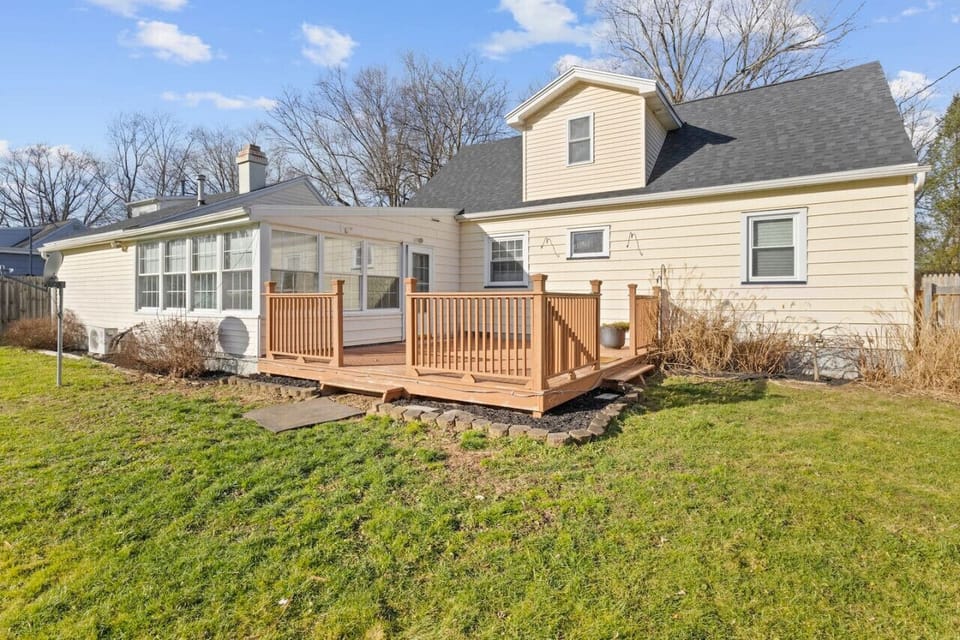 Backyard deck will be furnished with table and chairs for summer enjoyment.