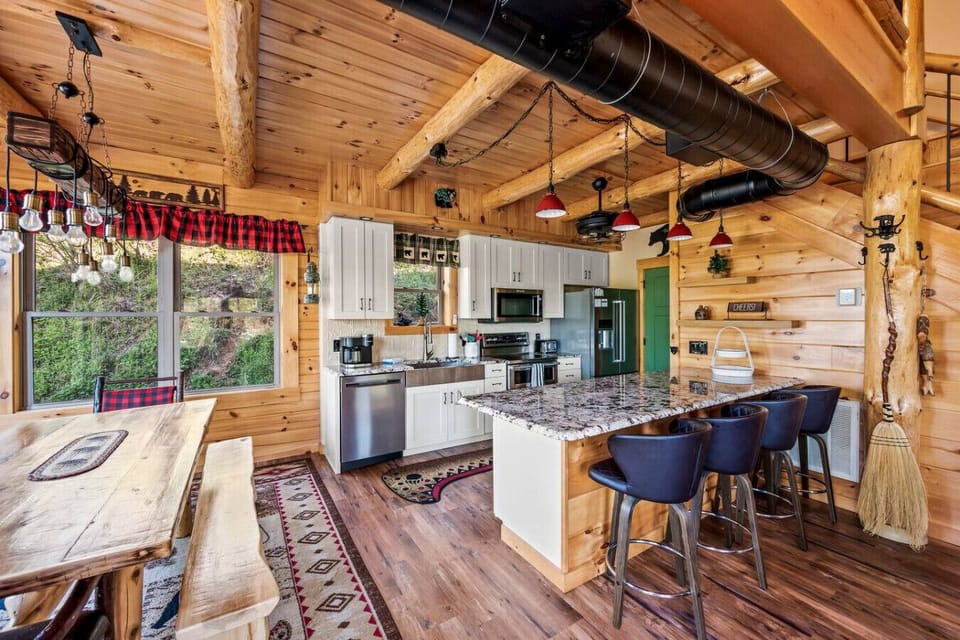 The full kitchen is conveniently located just off the living room.