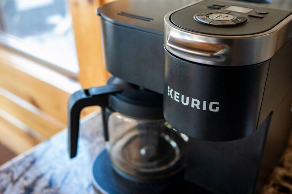 A Keurig Duo is available to enjoy both K-cups and traditional coffee.