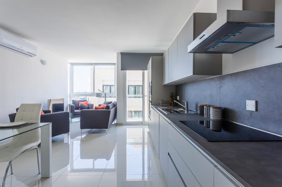 The open-plan living, kitchen and dining area