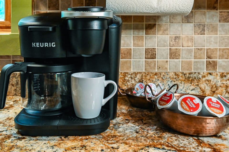 K-cups or many cups, you decide. We'll start you off with some coffee pods either way.